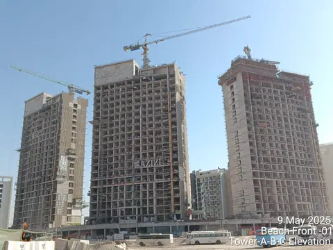 Ход строительства Azizi Riviera Beachfront, Meydan — 30 апреля 2025, готовность 58.44%, снимок 5 из 6
