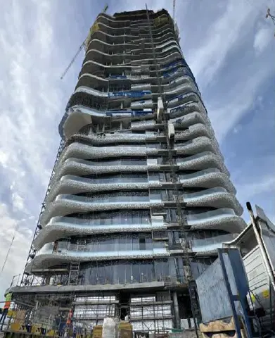 Bulgari Lighthouse Dubai, Jumeirah Bay Island construction progress — 15 April 2026, 53.47% complete, photo 4 of 9