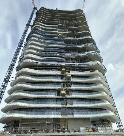 Bulgari Lighthouse Dubai, Jumeirah Bay Island construction progress — 15 April 2026, 53.47% complete, photo 1 of 9