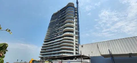 Bulgari Lighthouse Dubai, Jumeirah Bay Island construction progress — 9 July 2026, 63.61% complete, photo 4 of 10