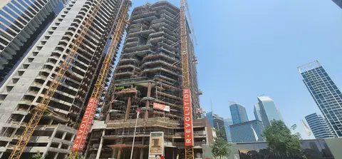 Eywa Dubai, Business Bay construction progress — 31 August 2026, 61.89% complete, photo 2 of 10