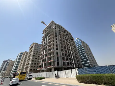 A 99, DubaiLand Residence Complex construction progress — 1 July 2026, 45.15% complete, photo 4 of 6