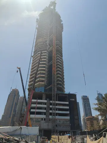 The Residences, Al Habtoor Grand, Dubai Marina construction progress — 11 June 2026, 35.29% complete, photo 7 of 17