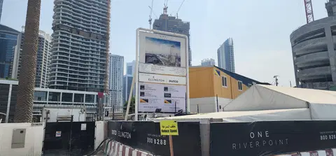 One River Point, Business Bay construction progress — 21 July 2026, 35.43% complete, photo 7 of 10