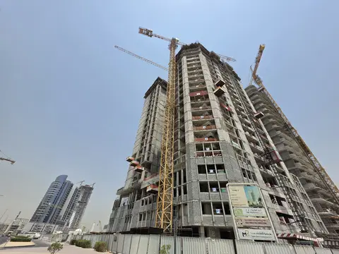 Time 3, DubaiLand Residence Complex construction progress — 24 August 2026, 47.14% complete, photo 7 of 8