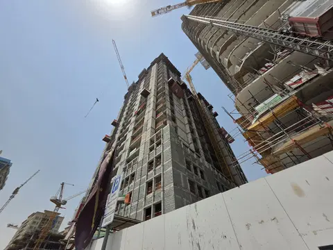 Time 3, DubaiLand Residence Complex construction progress — 24 August 2026, 47.14% complete, photo 2 of 8