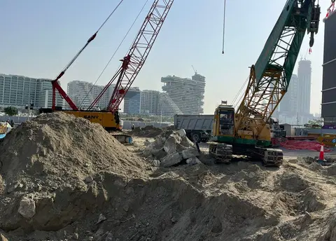 Ход строительства The Bristol Emaar Beachfront, Dubai Marina — 17 марта 2026, готовность 5.14%, снимок 2 из 10