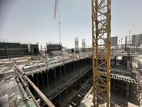 Myra Residences, Dubai South Residential District construction progress — 16 July 2026, 13.89% complete, photo 1 of 4